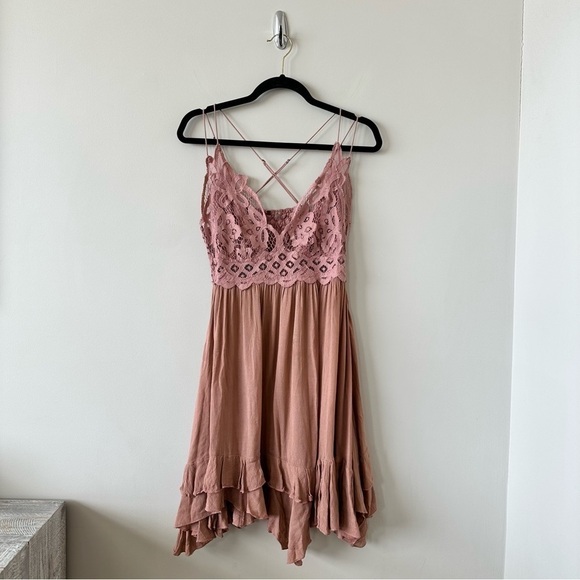 FREE PEOPLE-“One Free People” Adella Slip Mini Dress in Pink Rose (Size:Medium) - Picture 2 of 10